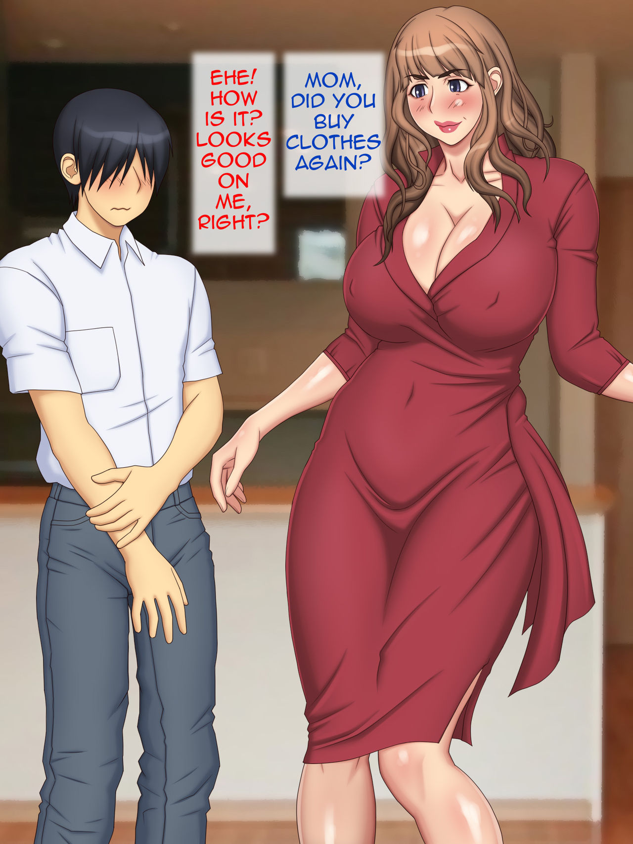 Eroi Kakkou Bakari shite Bimajo Kidori na Bonyuu Haha | Lactating Young Looking Mother Always Wearing Only Sexy Clothes page 4 full