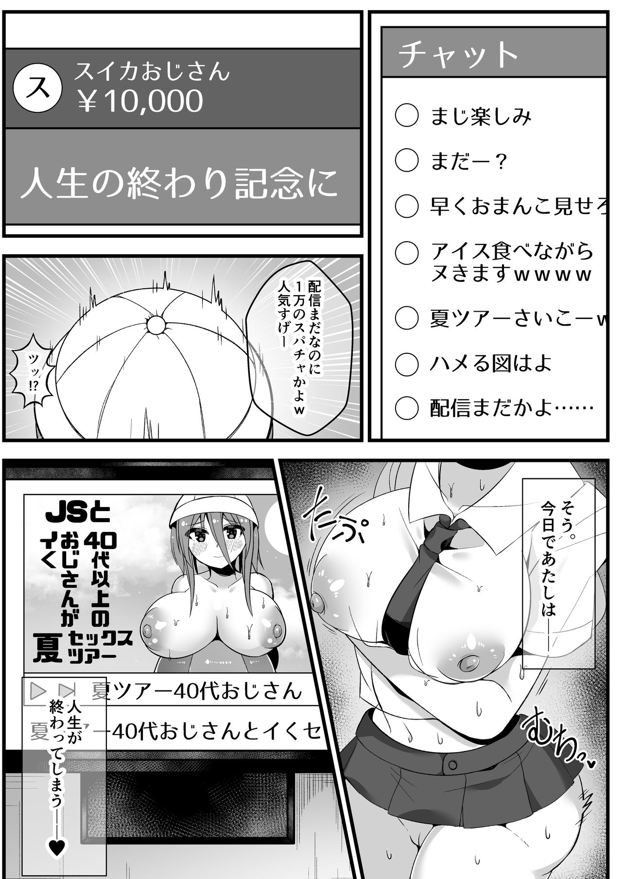 Ninki JS Haishinsha ga Natsuyasumi ni Zenkoku Mawatte Kakuchi no Oji-san-tachi to Hard na Sex Shinagara Live Haishin Yatte Mita page 7 full