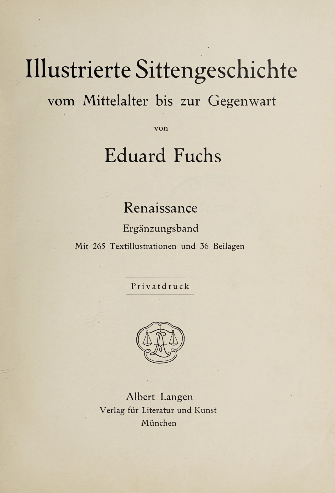 Illustrierte Sittengeschichte vom Mittelalter bis zur Gegenwart: Bd. 1 and Ergänzungsband. Renaissance page 8 full