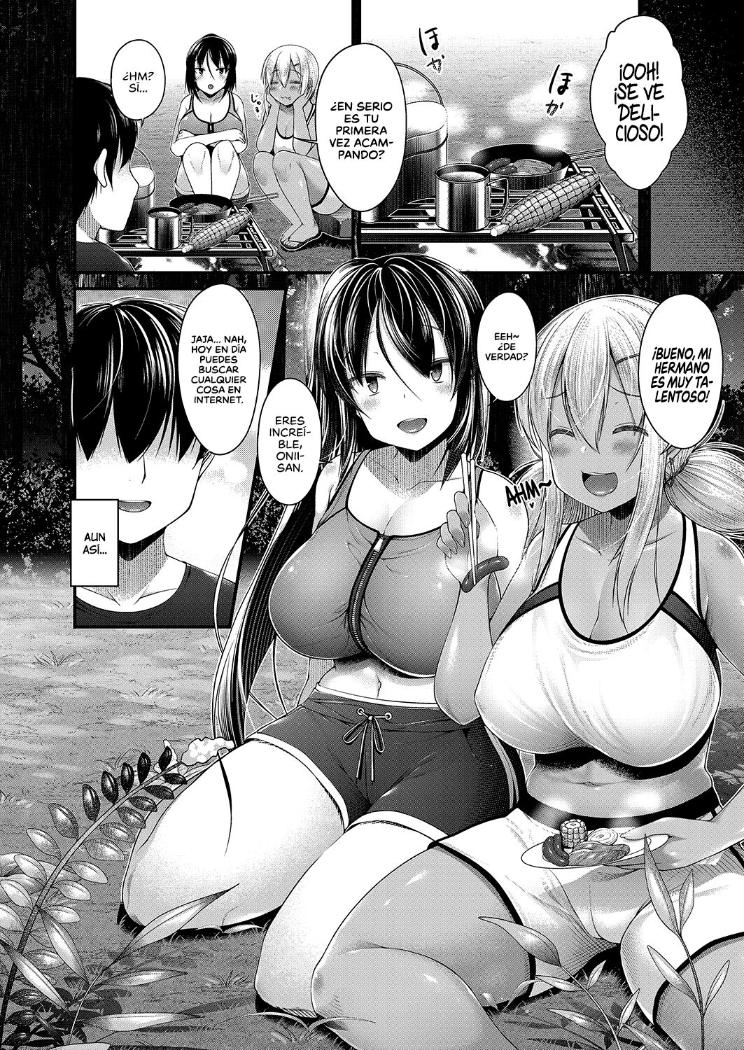 Hitori Camp o Shite itara Kuro Gal JK na Imouto to Imouto no Tomodachi ga Rannyuu shite kita Kekka Kouhen | Cuando estaba acampando solo, mi hermana y su amiga se metieron en mi campamento Parte 2 page 2 full
