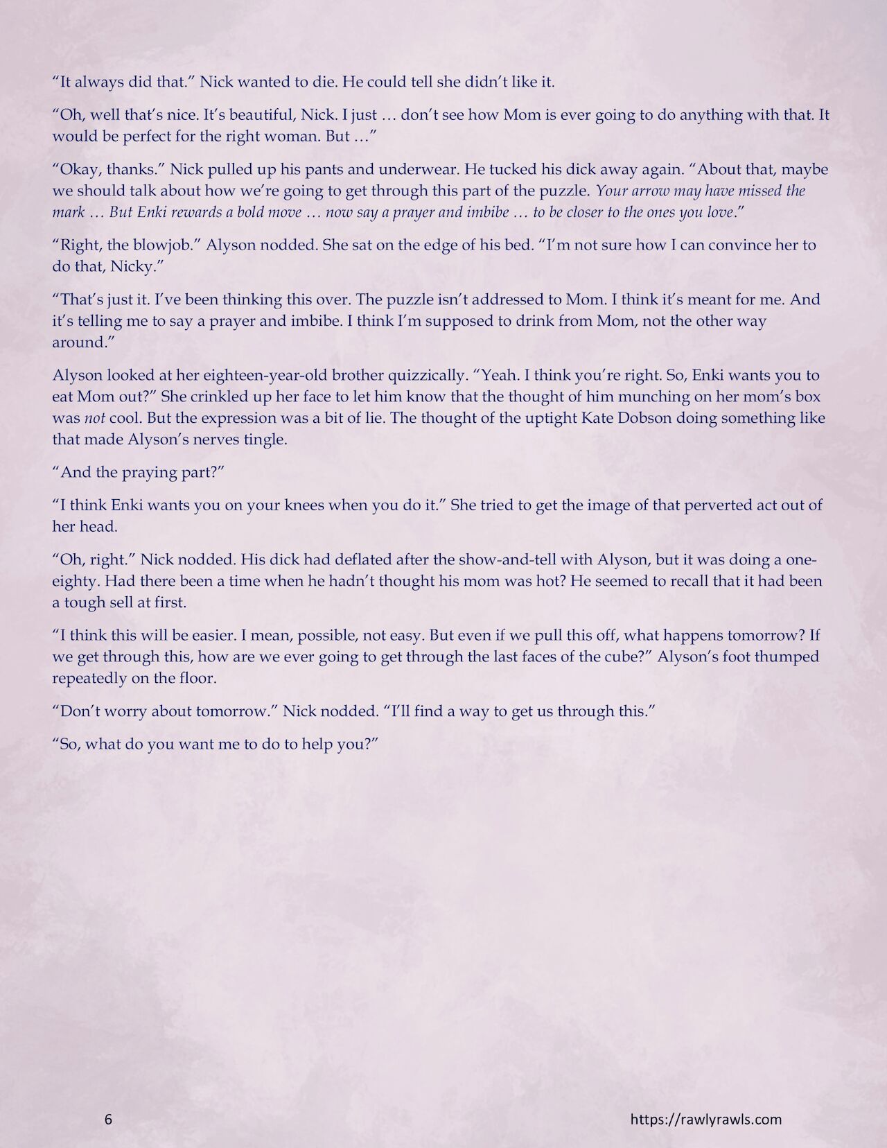Enki's Puzzle Chapter 8: Rawly Rawls Fiction page 6 full