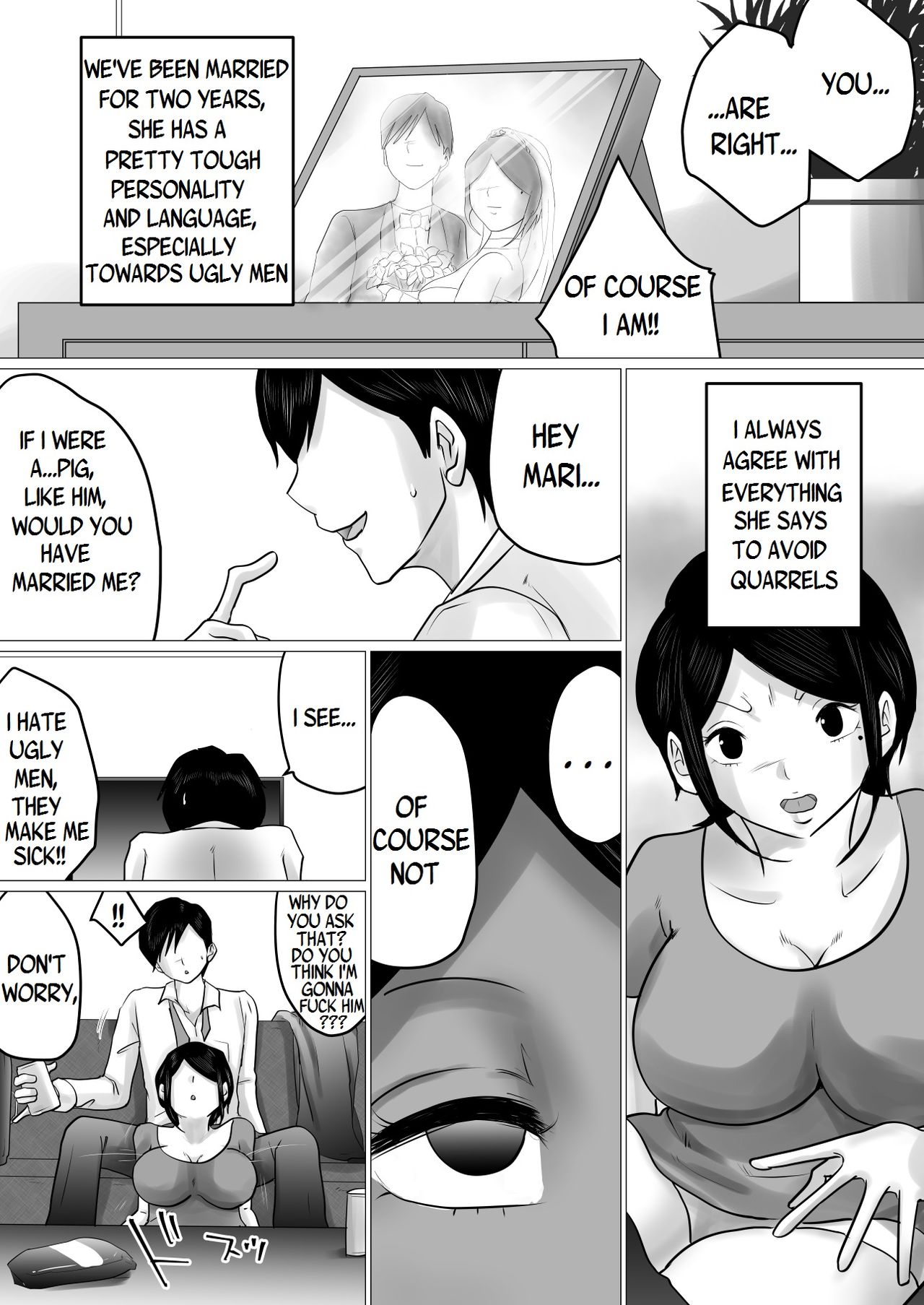 Menkui Kouman Tsuma ga Partsaki no Kimobuta Joushi ni Otosareta Keii | An Arrogant Wife Who Hates Ugliness Falls For Her Ugly Boss page 3 full