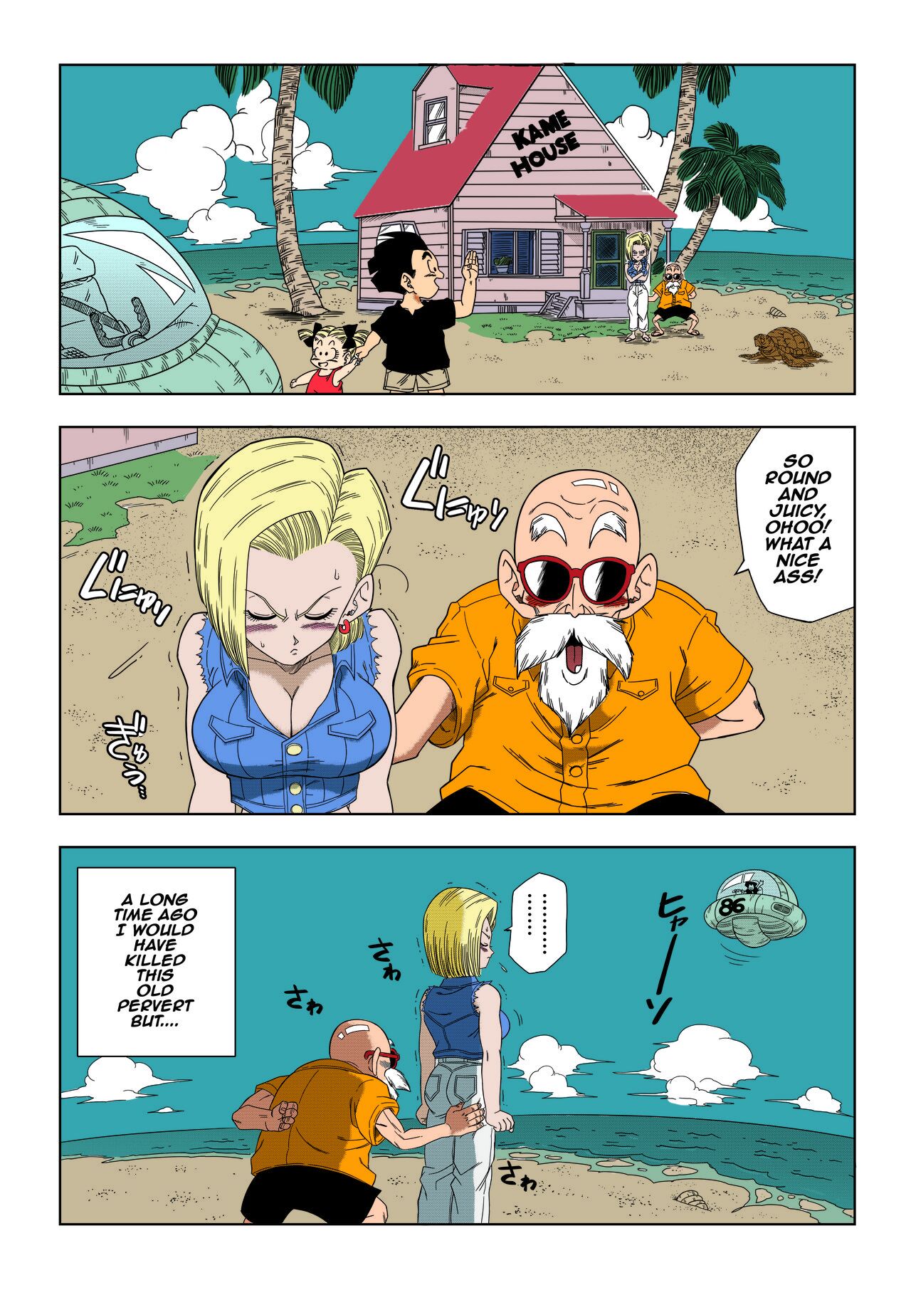 18-gou vs Kame Sennin Android n18 VS Kamesennin    colorrized page 2 full