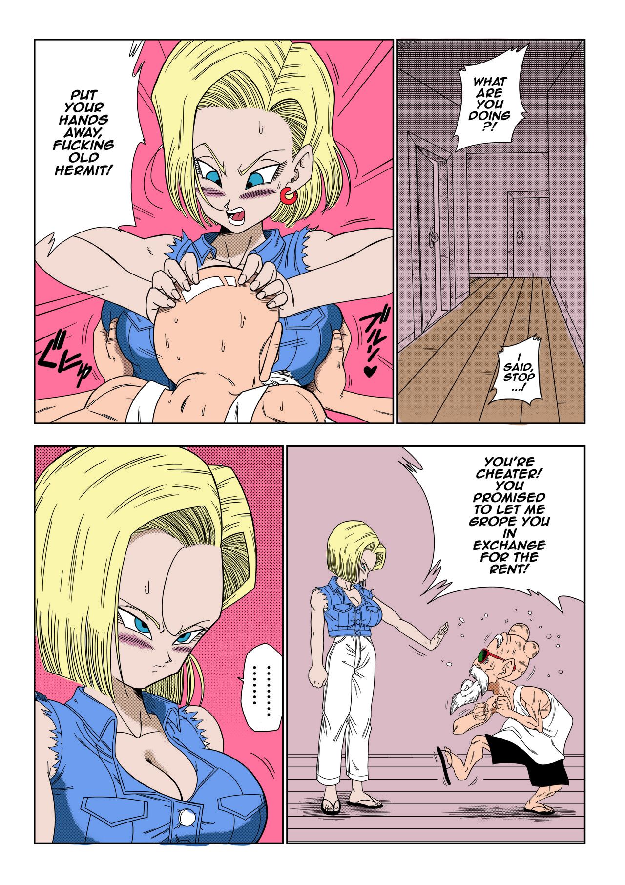 18-gou vs Kame Sennin Android n18 VS Kamesennin    colorrized page 5 full