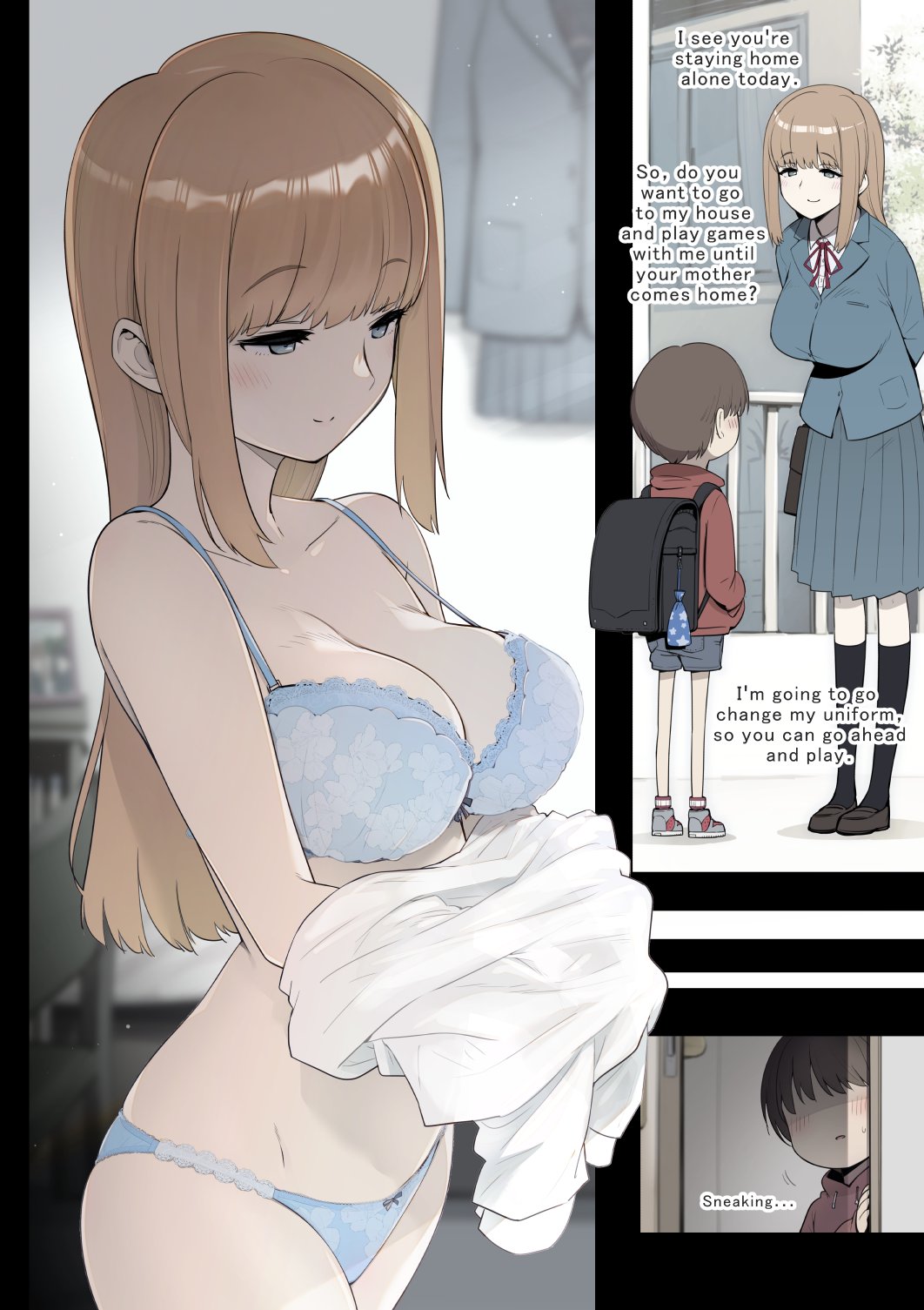 This is a picture of a wicked high school girl who takes care of a boy  whose parents are often away from home. - Page 5 - IMHentai