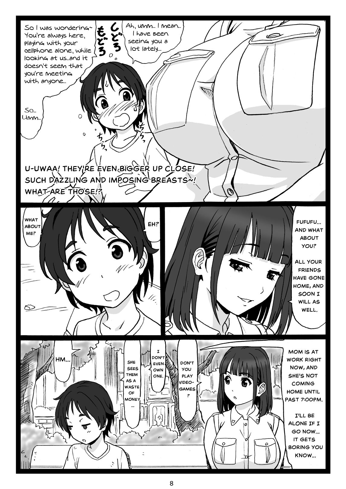 Kouen no Bench ni Suwatteru Kirei na Onee-san ga Boku ni "Ochinchin o Misete" to Itte Kuru no de... | A Pretty Onee-San, that's sitting on a Bench in the Park...suddenly says to Me: . Engl page 8 full